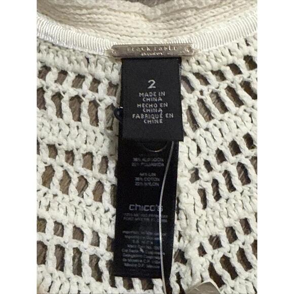 Chicos Beach Boho Quiet Luxury Minimalist Casual Crochet Linen Blend Kimono New - Picture 7 of 12